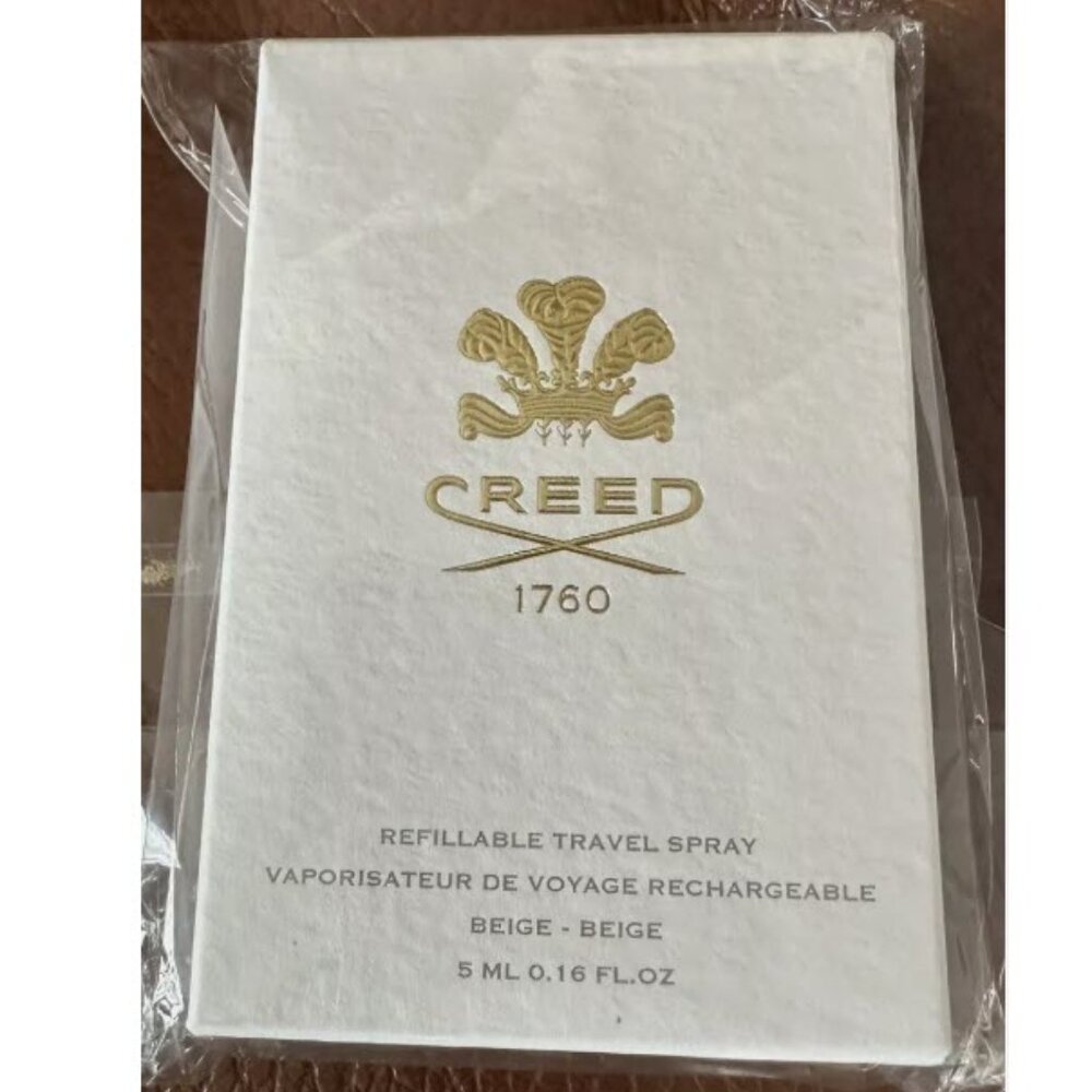 Creed Refillable Leather Travel Atomizer Bottle with Magnetic Cap in Beige (5ml)